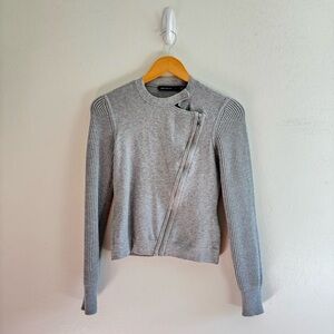 Karen Millen Gray Asymmetrical Zip Sweater size Small
